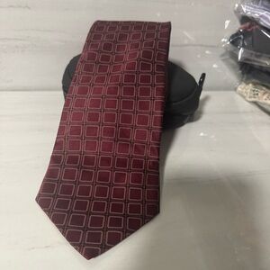 Nautica Red Geometric Silk Tie